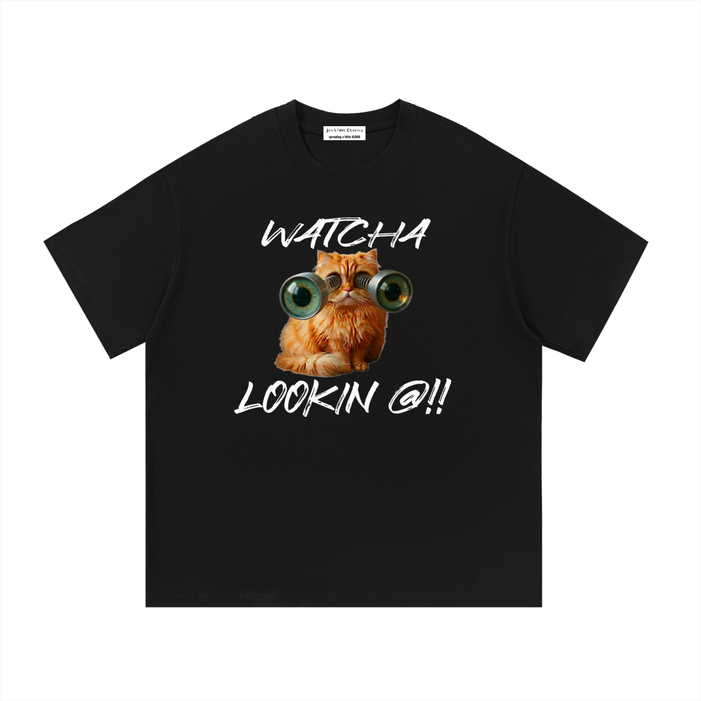 "Watcha Lookin' @!!" Custom Graphic T-Shirt | Slinky-Eye Orange Persian Cat