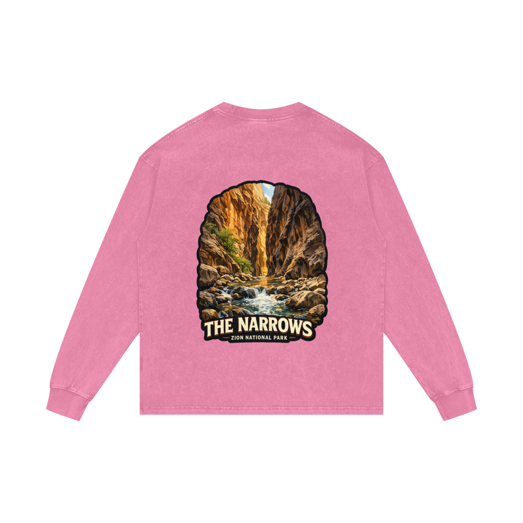 The Narrows  |  "I did'um"  National Parks Collection  |  Acid Wash Oversize Long Sleeve T-Shirt