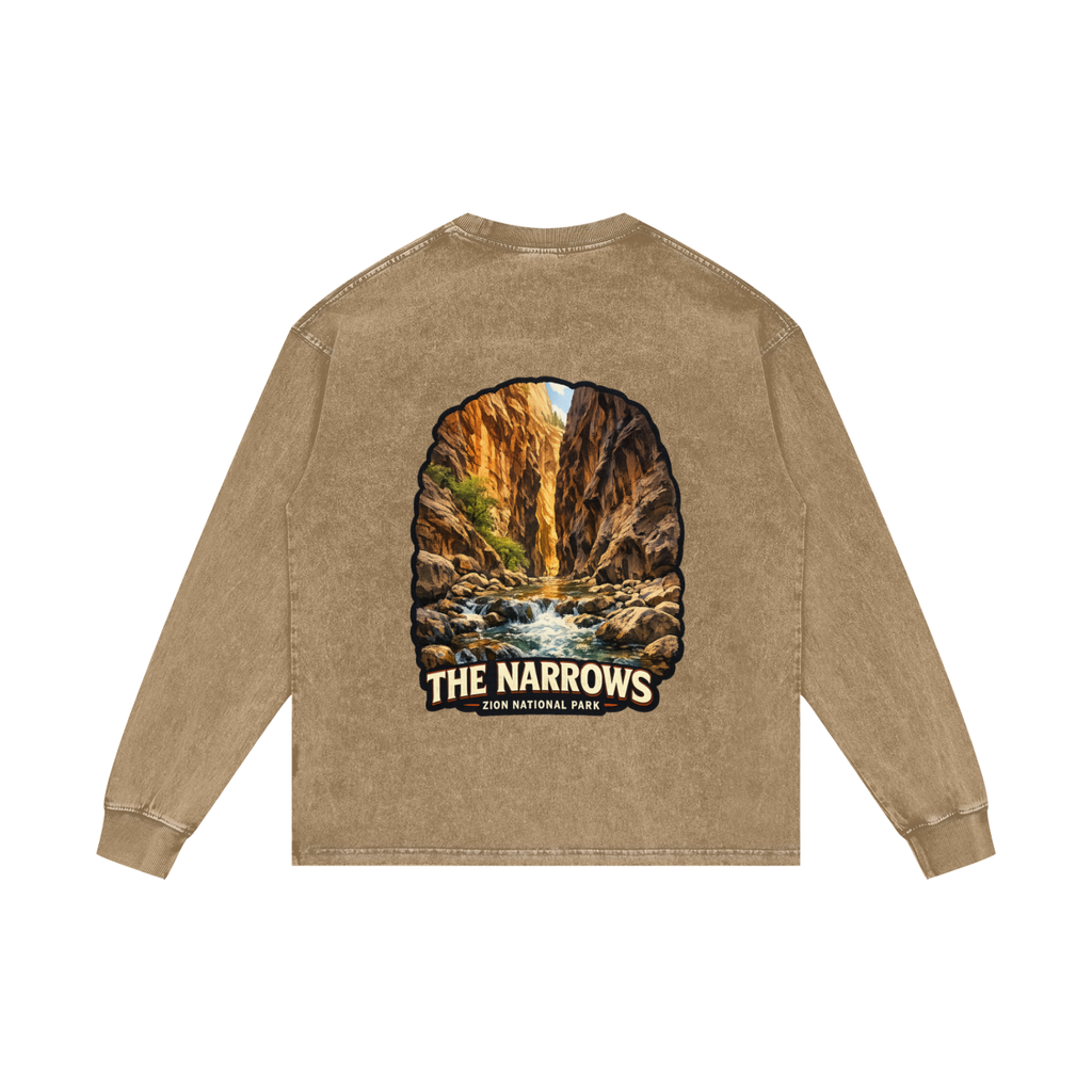 The Narrows  |  "I did'um"  National Parks Collection  |  Acid Wash Oversize Long Sleeve T-Shirt