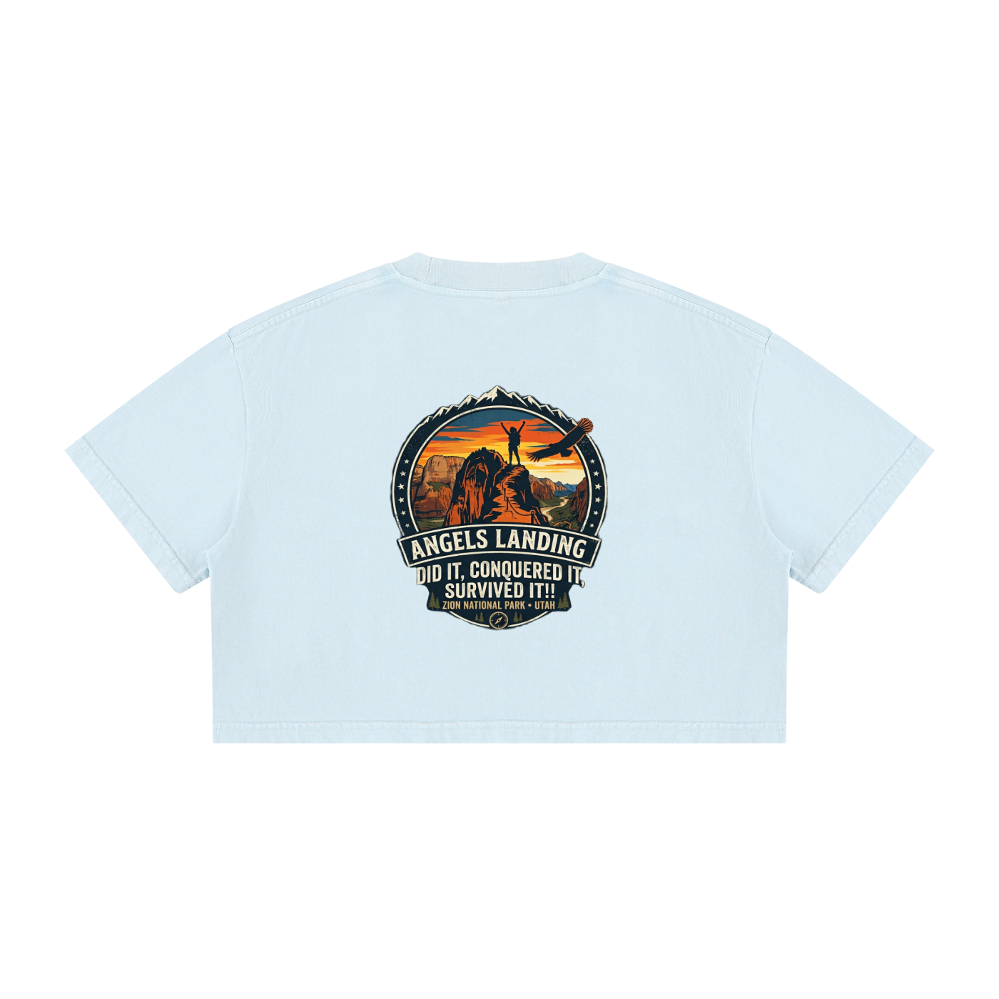 Angels Landing Badge of Honor Tee  |  "did it, conquered it, Survived it!!" |  Female Silhouette   |   100%Cotton Tshirt