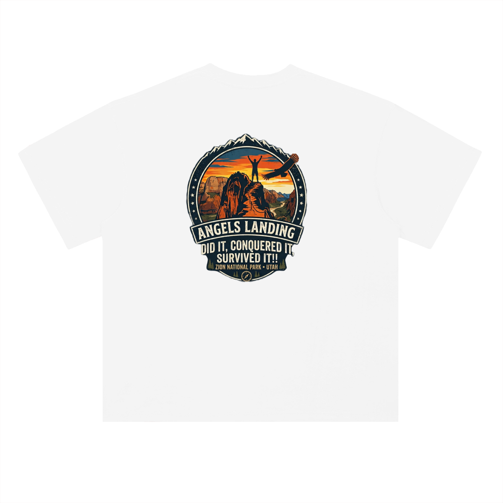 Angels Landing Badge of Honor Tee  |  "did it, conquered it, Survived it!!"  |  Male Silhouette  |     100%Cotton Tshirt