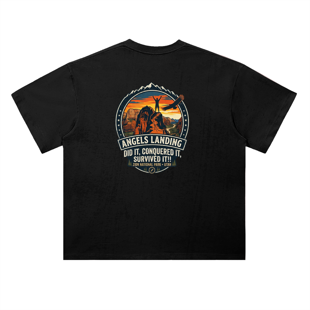 Angels Landing Badge of Honor Tee  |  "did it, conquered it, Survived it!!"  |  Male Silhouette  |     100%Cotton Tshirt