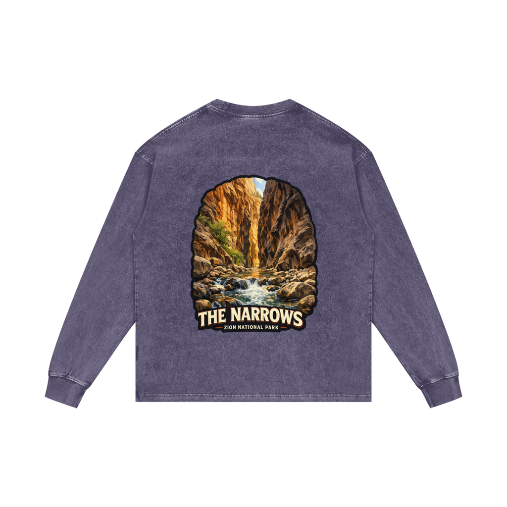 The Narrows  |  "I did'um"  National Parks Collection  |  Acid Wash Oversize Long Sleeve T-Shirt