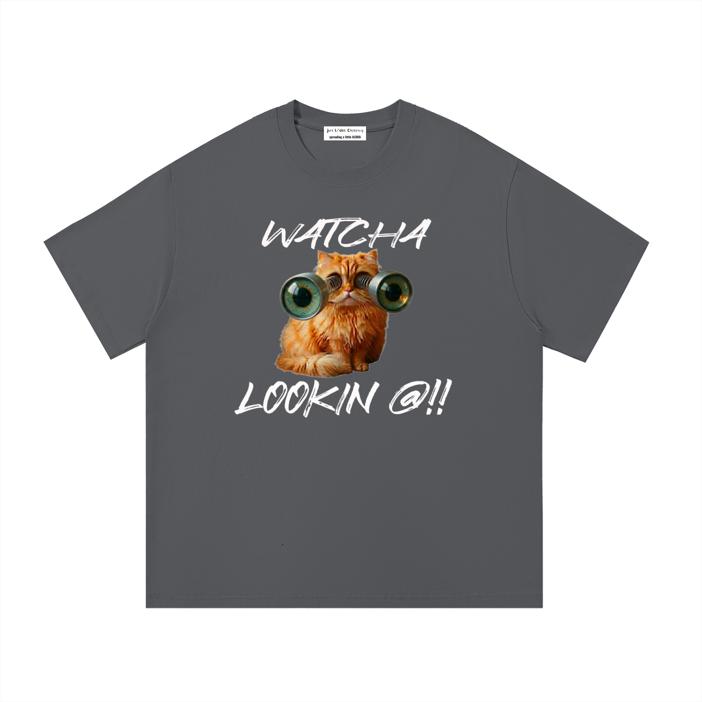 "Watcha Lookin' @!!" Custom Graphic T-Shirt | Slinky-Eye Orange Persian Cat